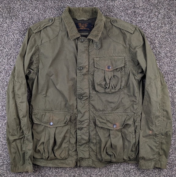 J Crew Jacket A-22 Military Grade Cadet Field Coat Green Mens Large